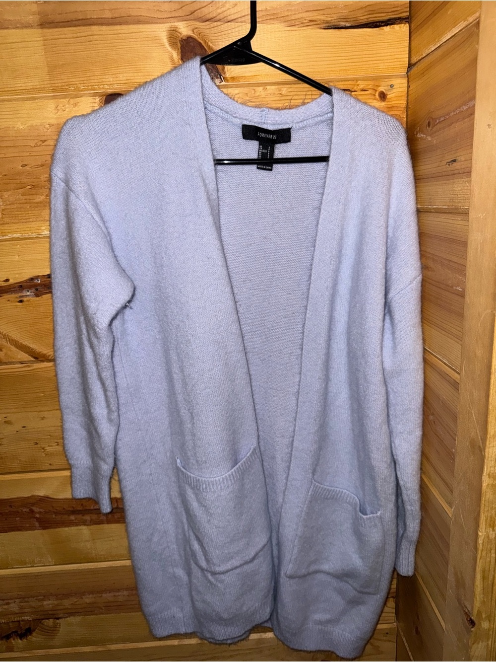 Forever 21 Light Lavender Open-Front Pocket Cardigan